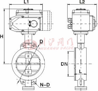 D971X、D973H電動(dòng)對(duì)夾蝶閥結(jié)構(gòu)圖