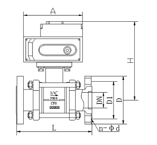 三片式電動(dòng)法蘭球閥圖紙