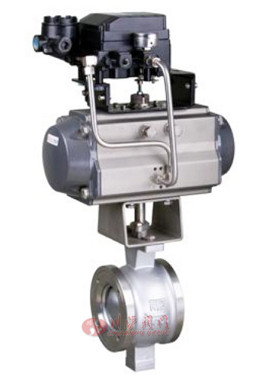 氣動(dòng)對夾式V型球閥